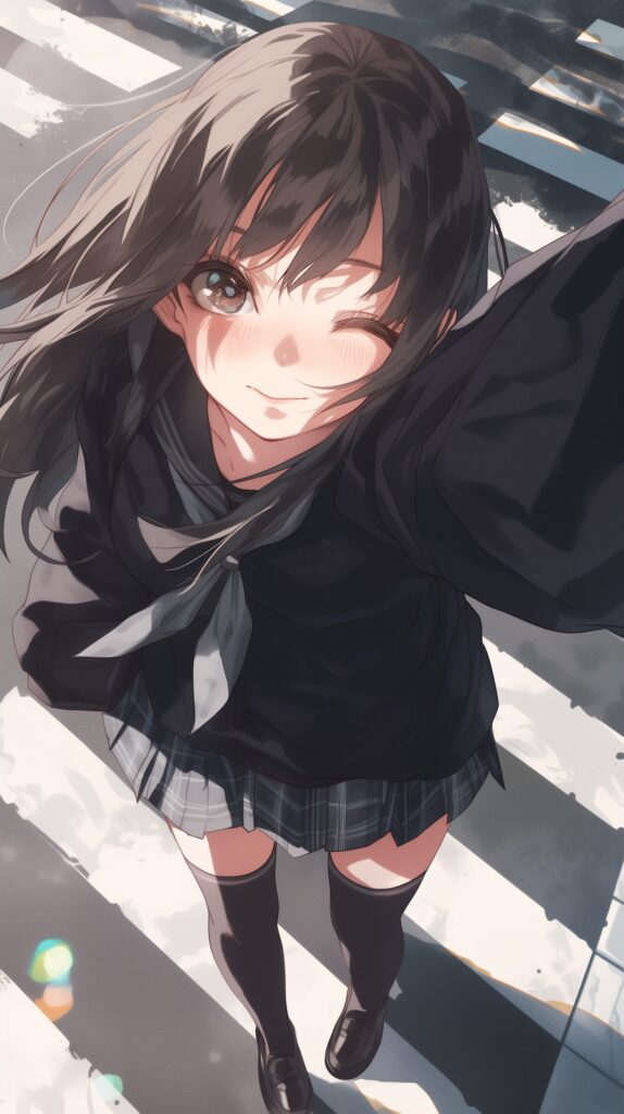 見上げる女子０