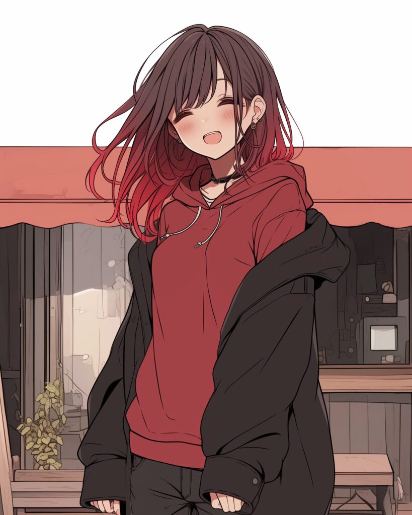 赤パーカー女子０