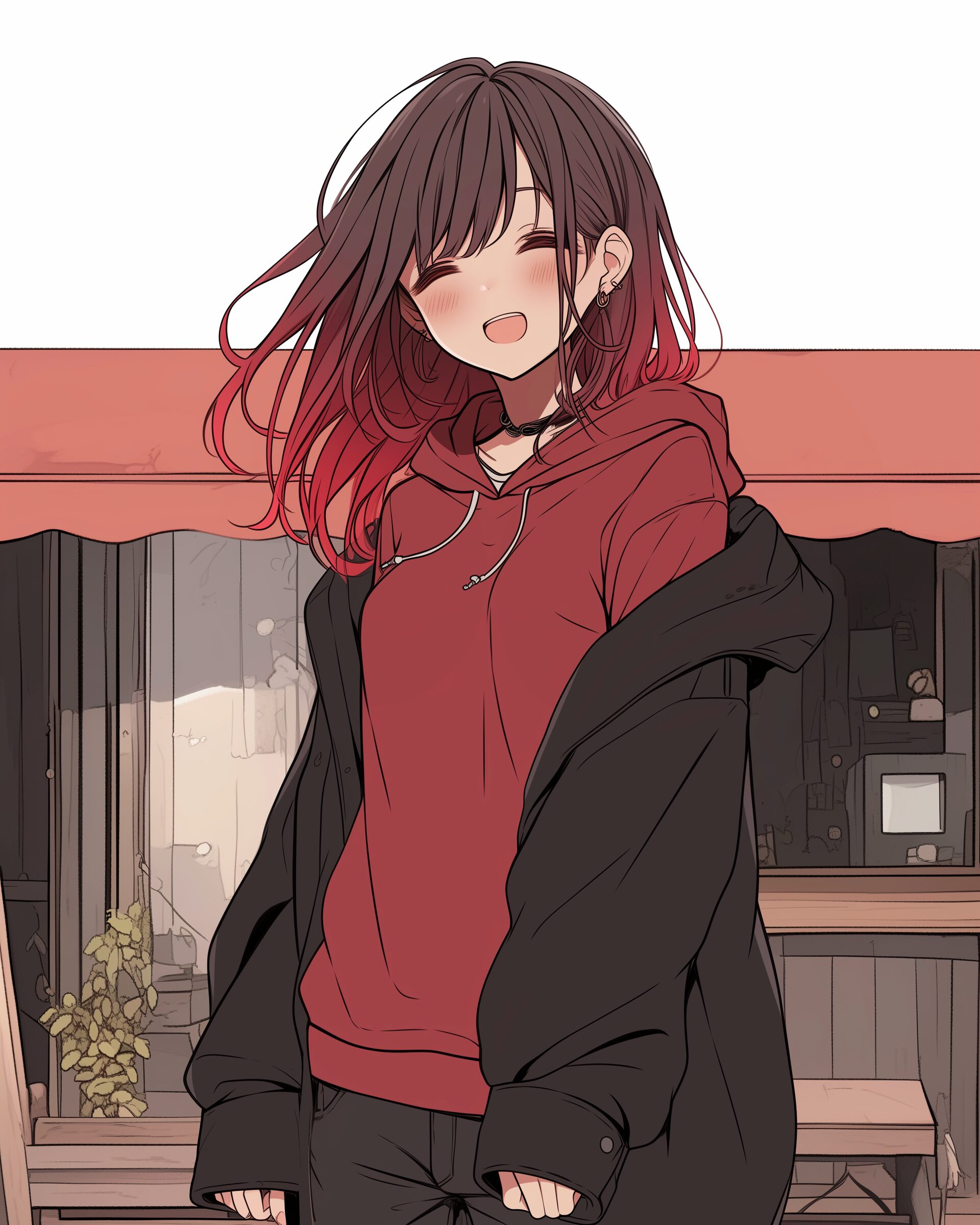 赤パーカー女子０