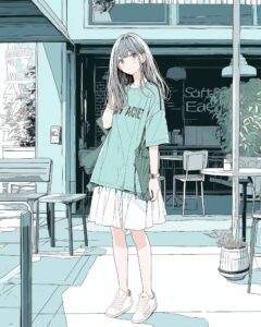 グリーンファッション全身０