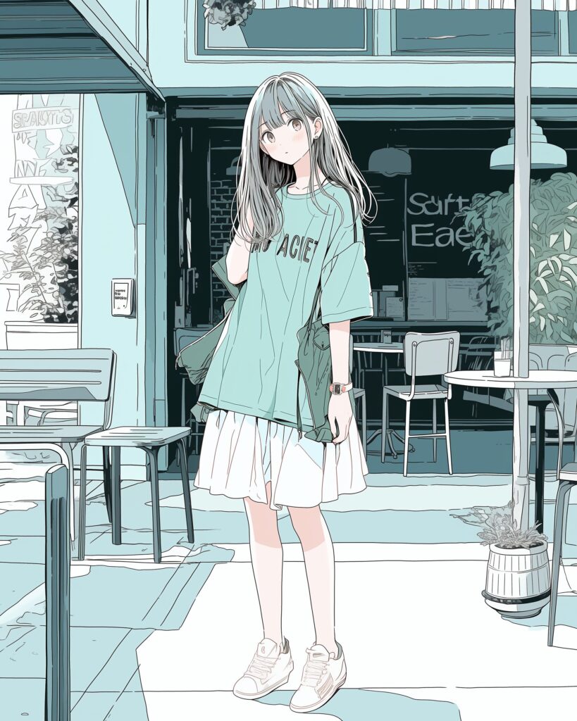 グリーンファッション全身０