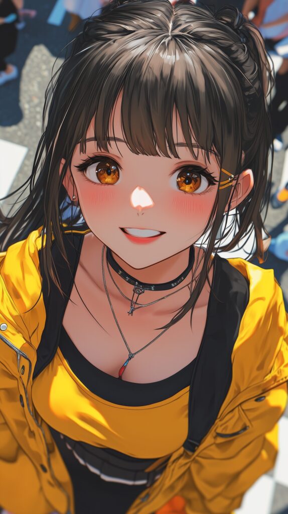 見上げる女子０