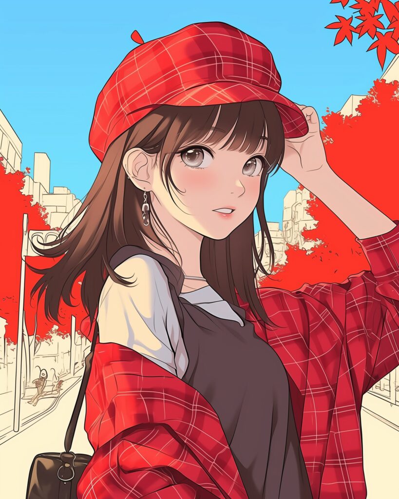 赤チェック女子０