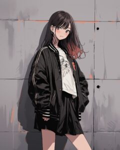 ブラックファッション女子０