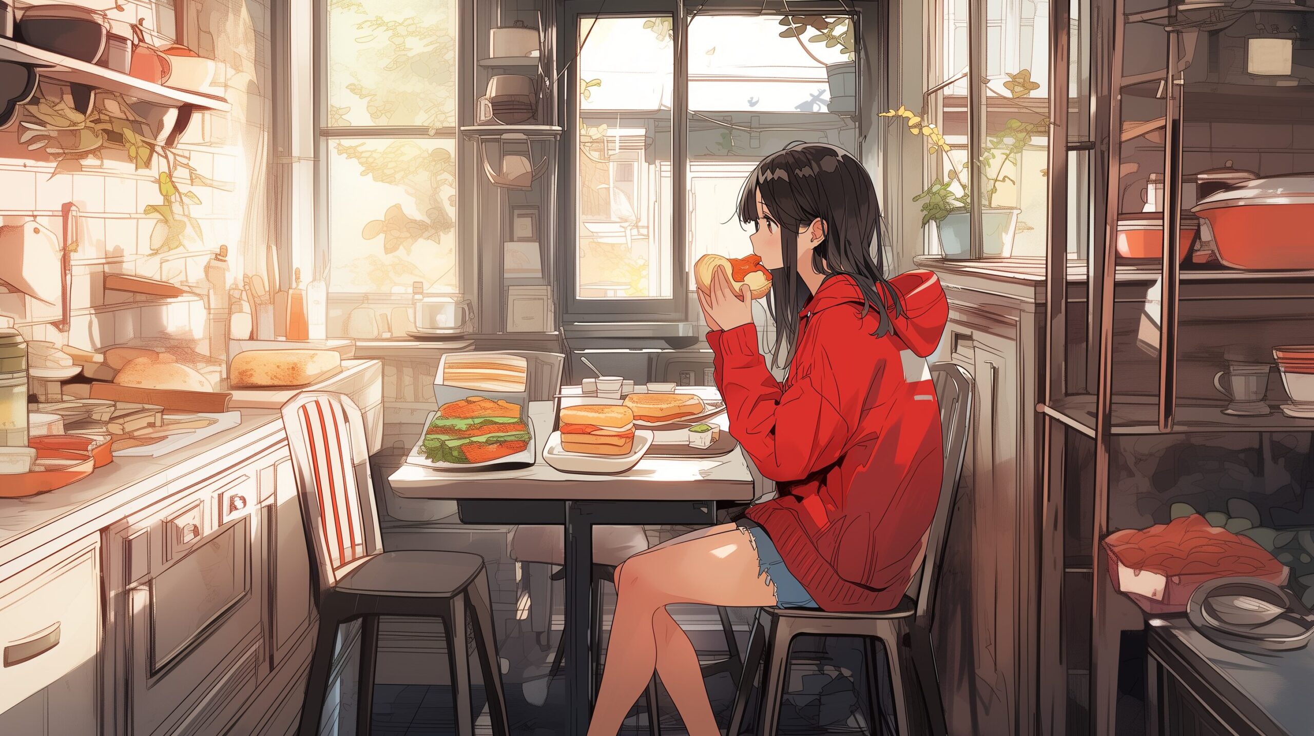 トーストを食べる女の子0