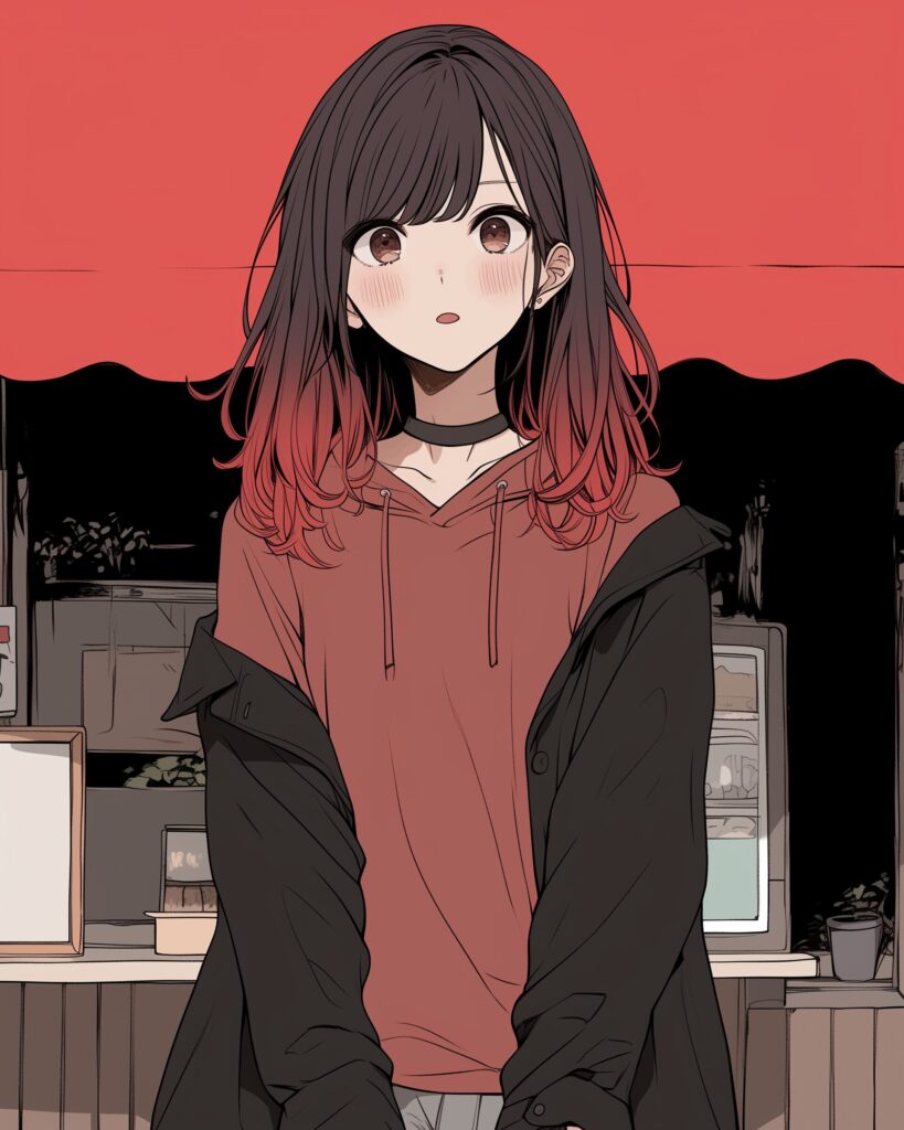 赤パーカー女子０