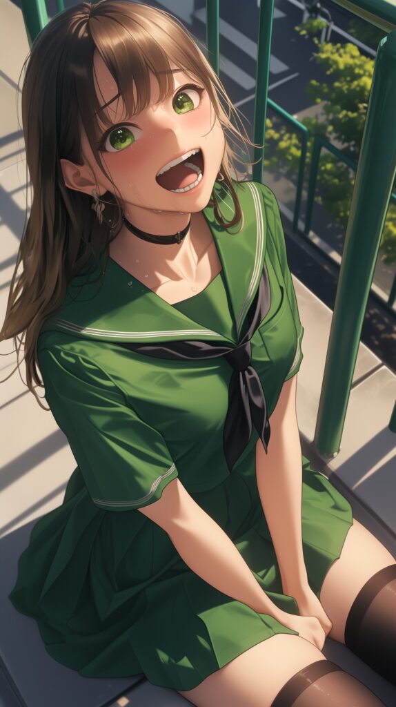 見上げる女子０