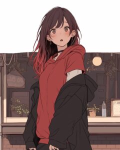 赤パーカー女子０