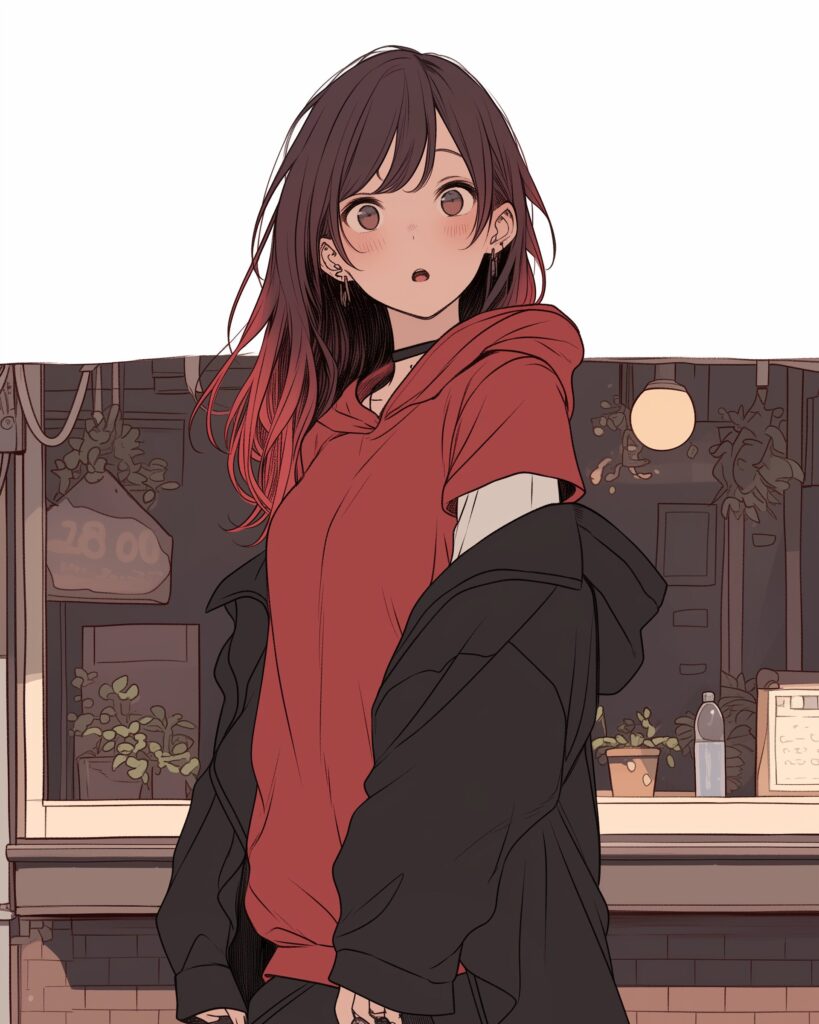 赤パーカー女子０