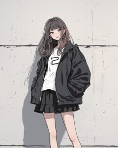 ブラックファッション女子０