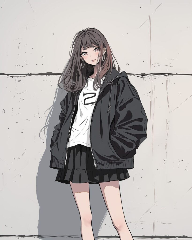 ブラックファッション女子０