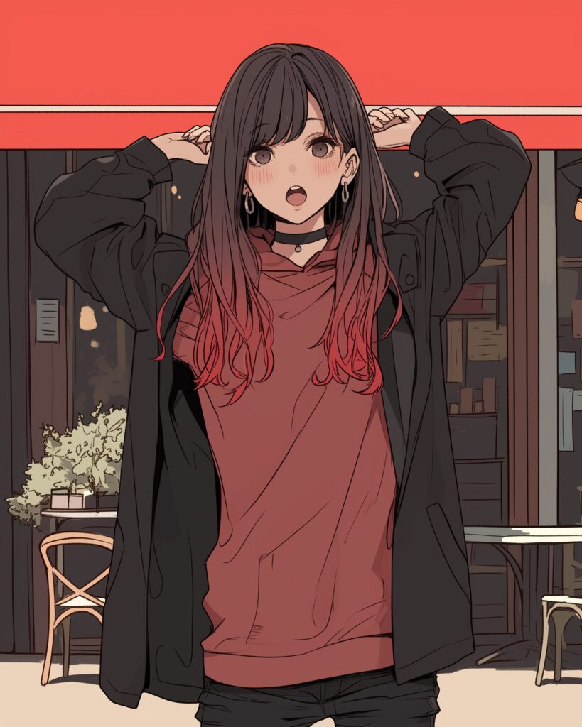 赤パーカー女子０