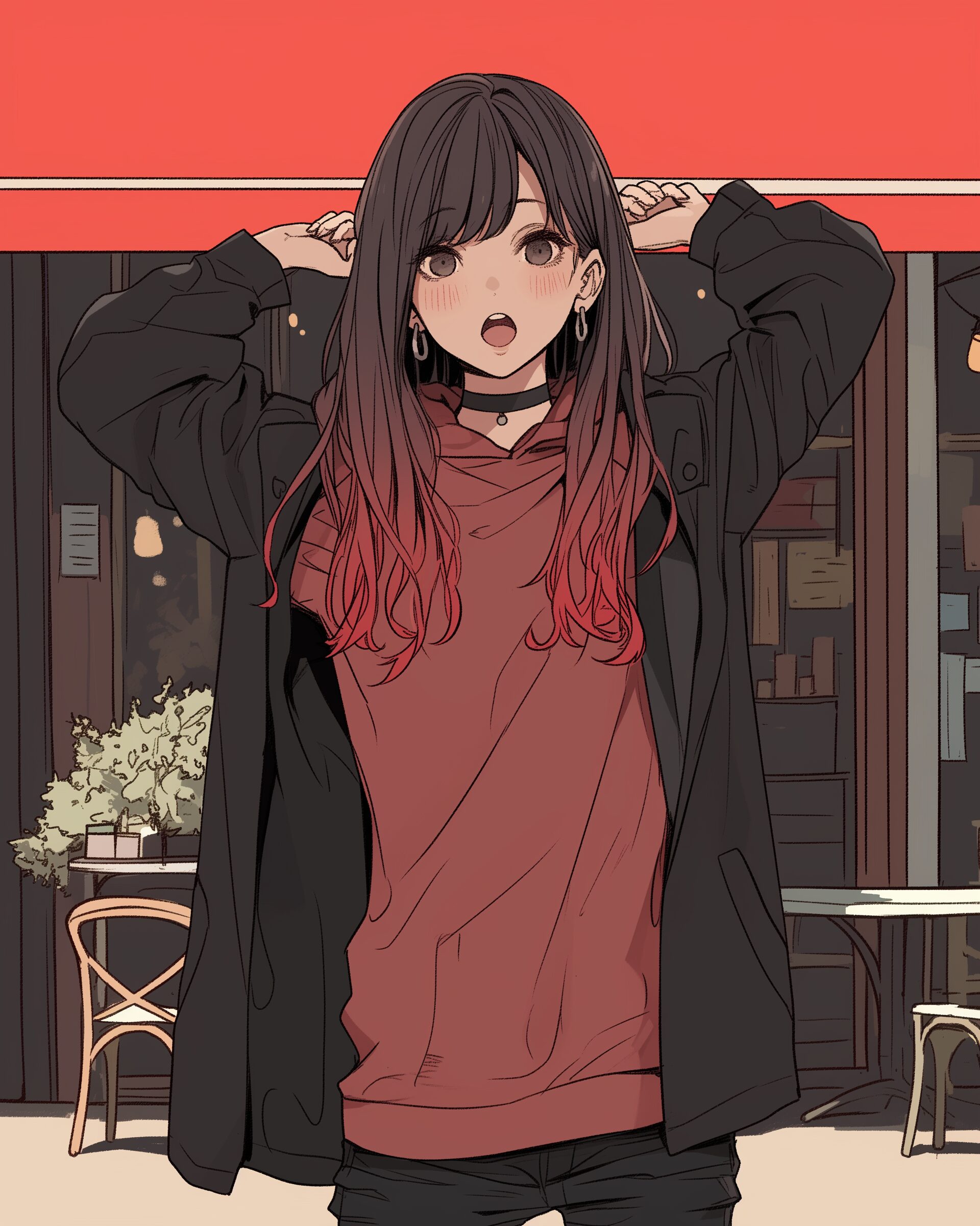 赤パーカー女子０