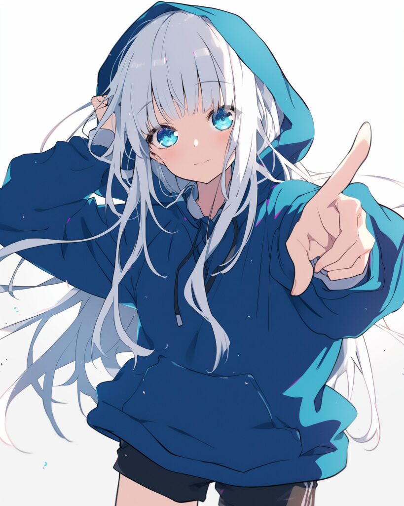 銀髪パーカー女子０