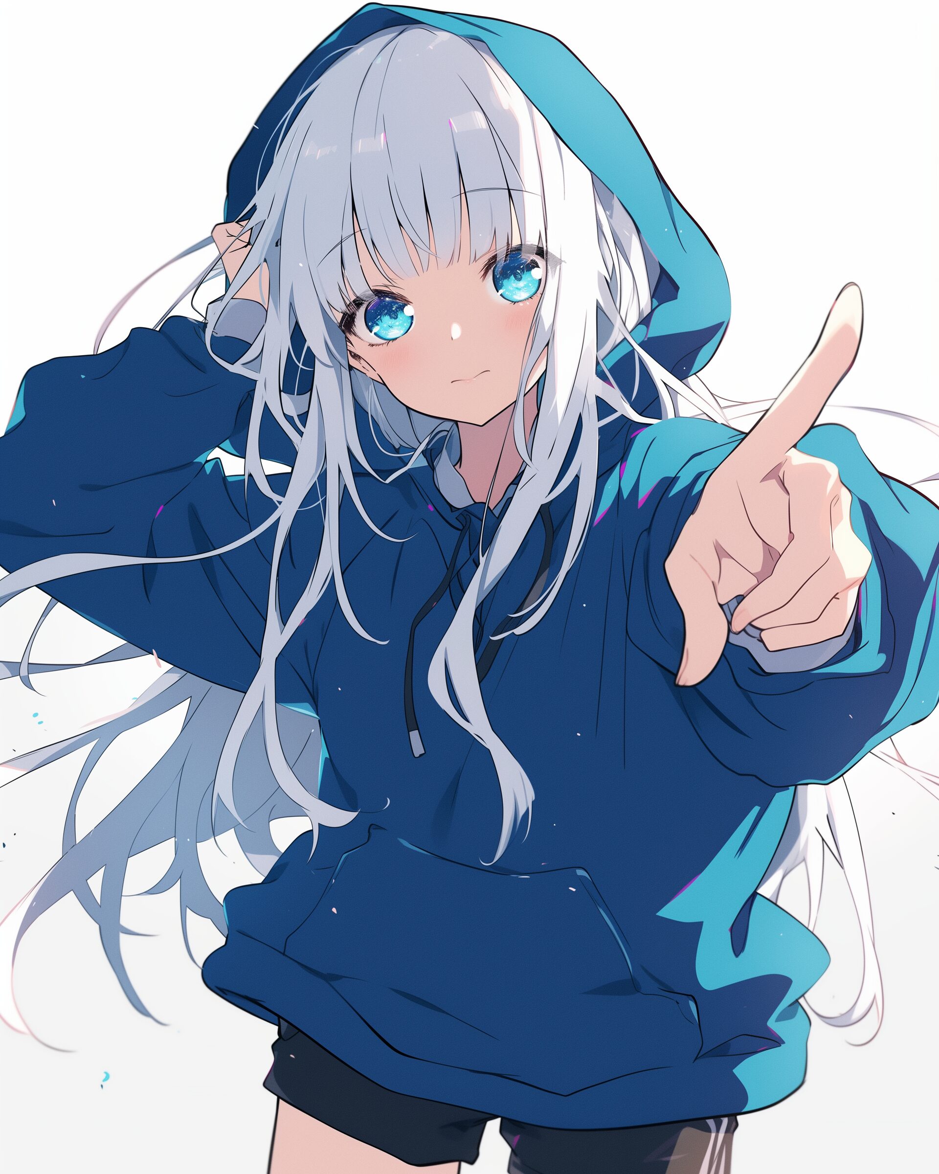 銀髪パーカー女子０