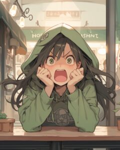 緑パーカー女子０