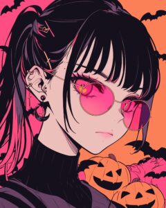 ハロウィンサングラス女子０