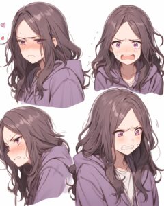 感情的紫パーカー女子０