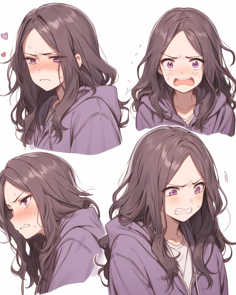 感情的紫パーカー女子０
