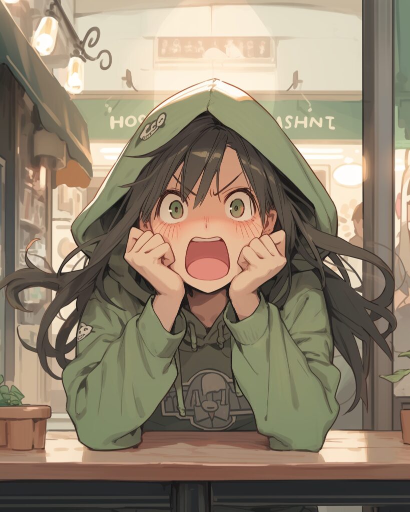 緑パーカー女子０