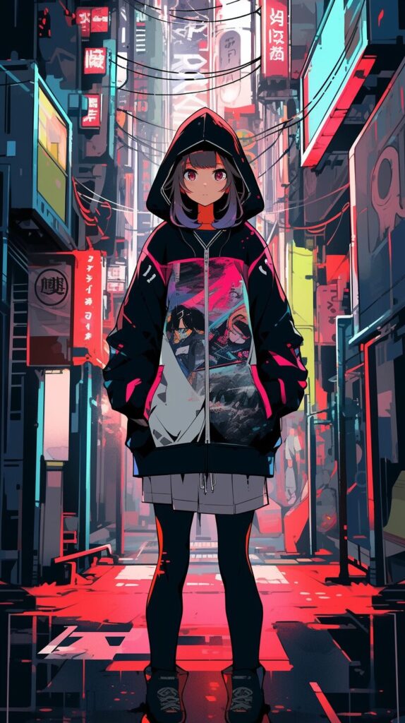 カラフルパーカー女子・壁紙０