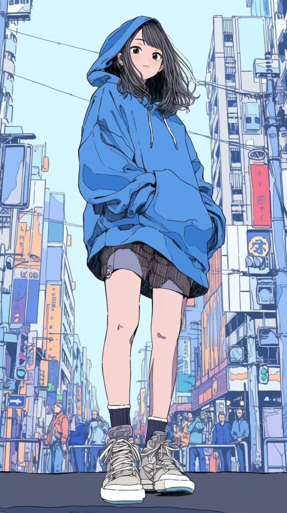 カラフルパーカー女子・壁紙０