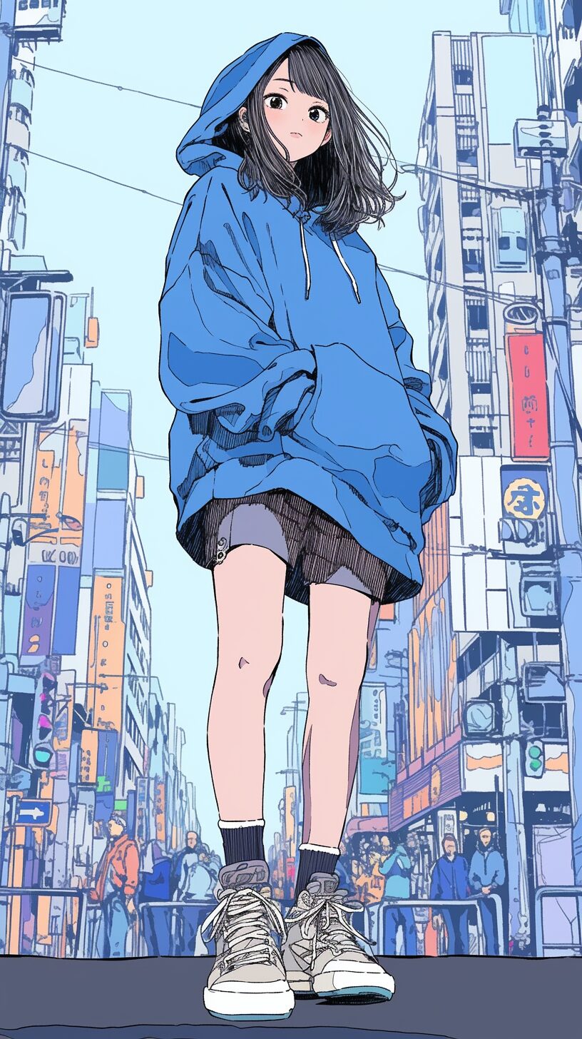 カラフルパーカー女子・壁紙0