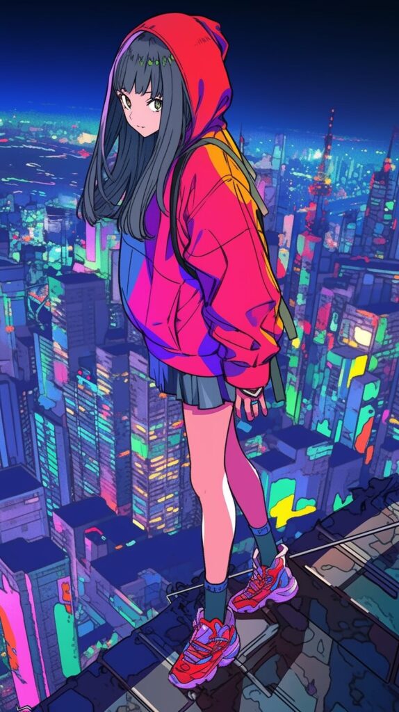カラフルパーカー女子・壁紙０