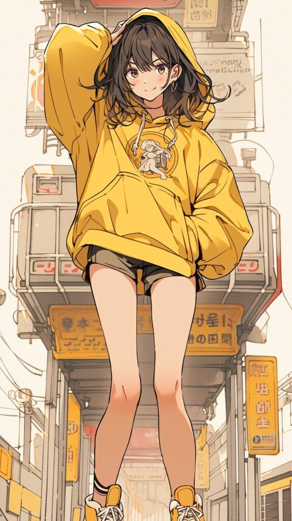 カラフルパーカー女子・壁紙０