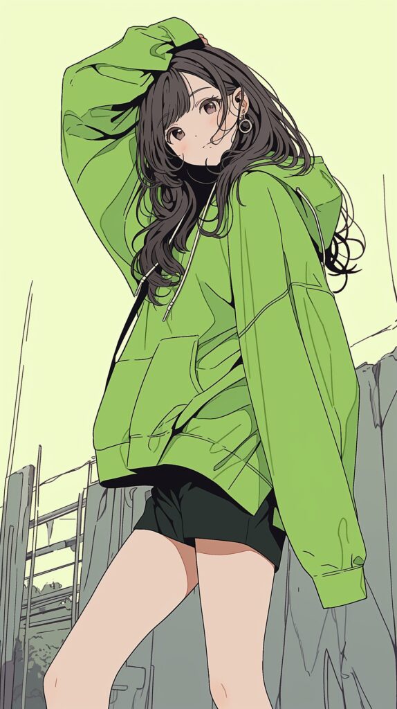 カラフルパーカー女子・壁紙０