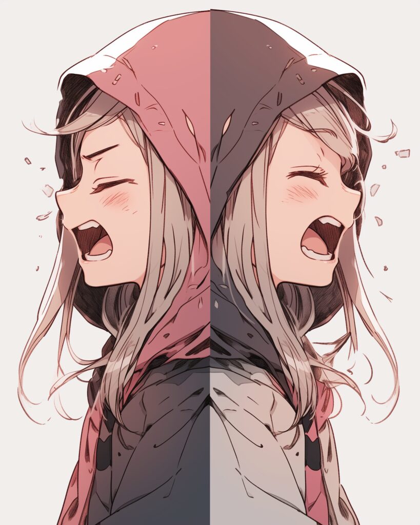 感情的パーカー女子０