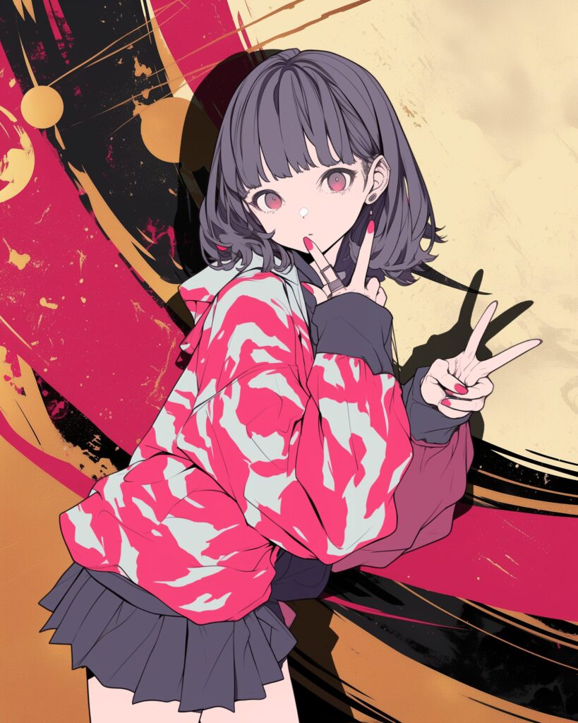 和柄パーカー女子ピンク０