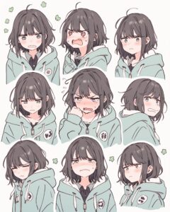緑パーカー女子０