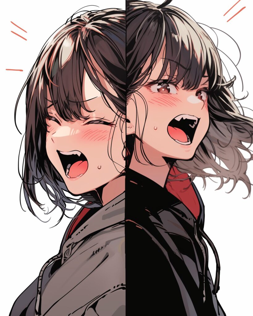 感情的パーカー女子０