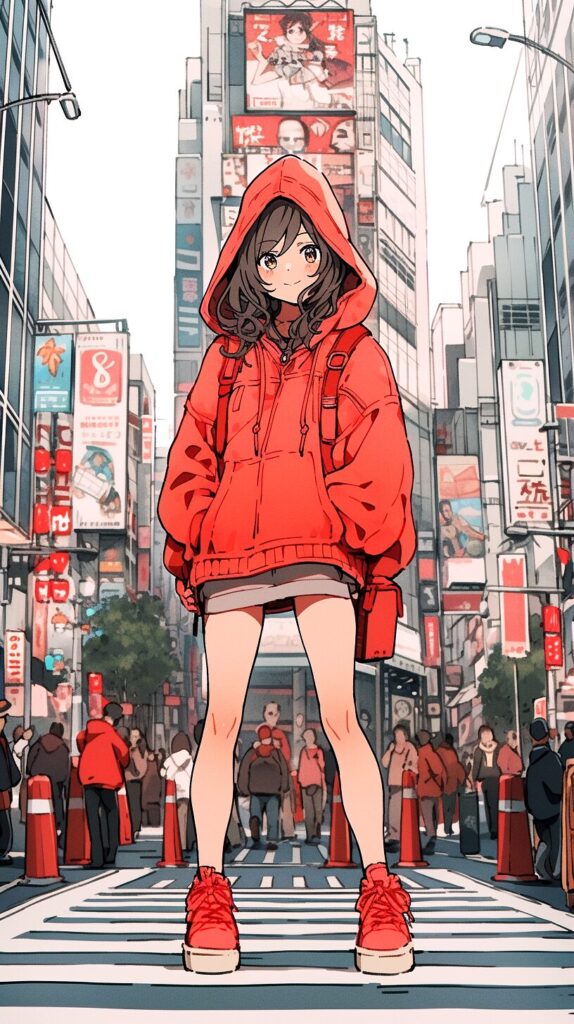 カラフルパーカー女子・壁紙０