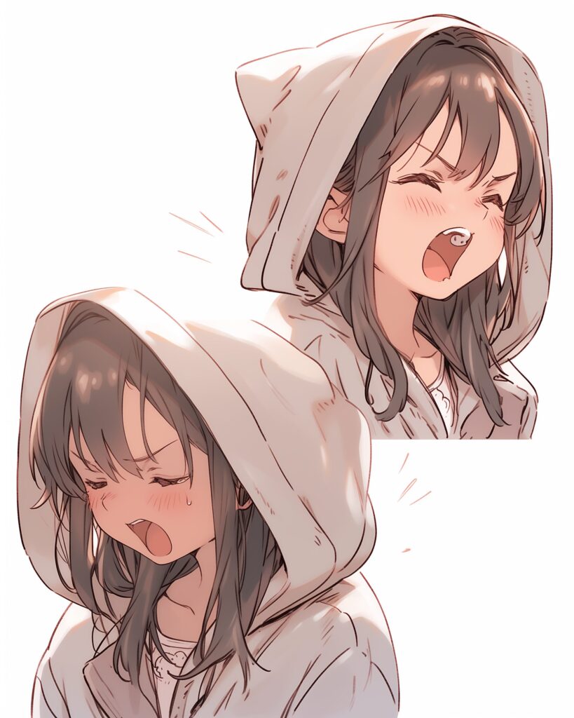 感情的パーカー女子０