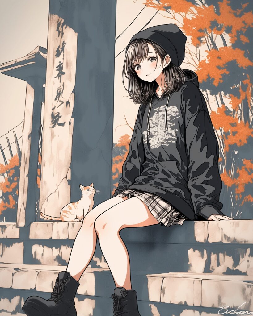 秋パーカー女子０