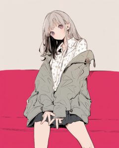 和柄パーカー女子ピンク０