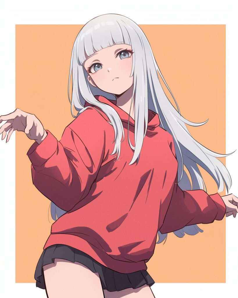 銀髪パーカー女子０