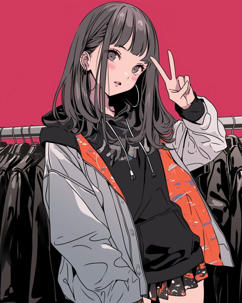 和柄パーカー女子ピンク０