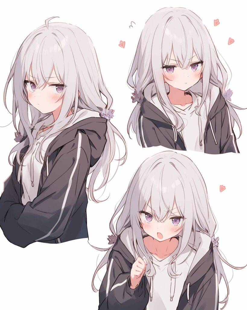 銀髪感情女子０