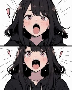 感情的パーカー女子０