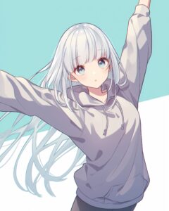 銀髪パーカー女子０