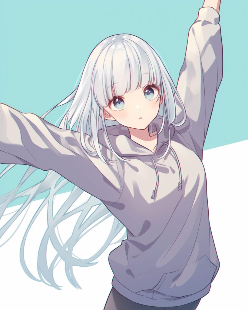 銀髪パーカー女子０
