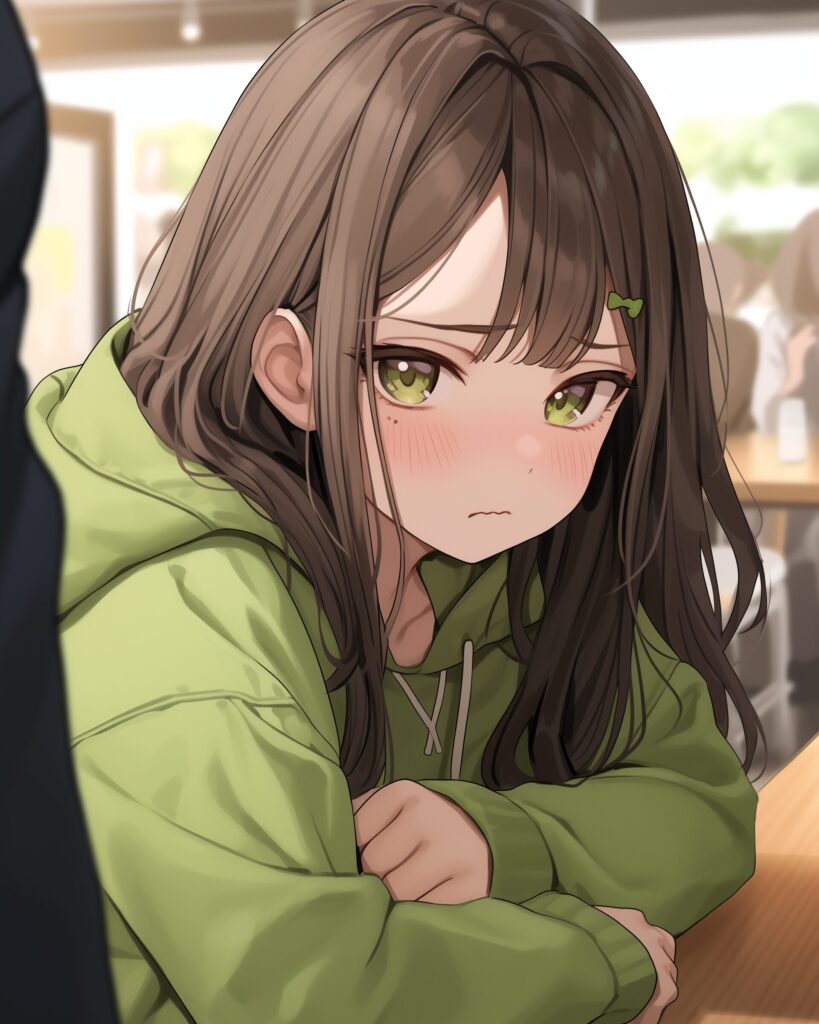 緑パーカー女子０