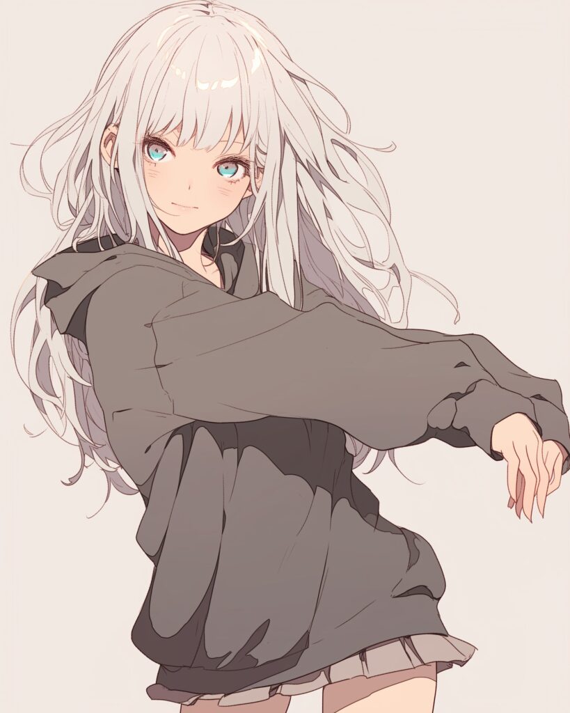 銀髪パーカー女子０