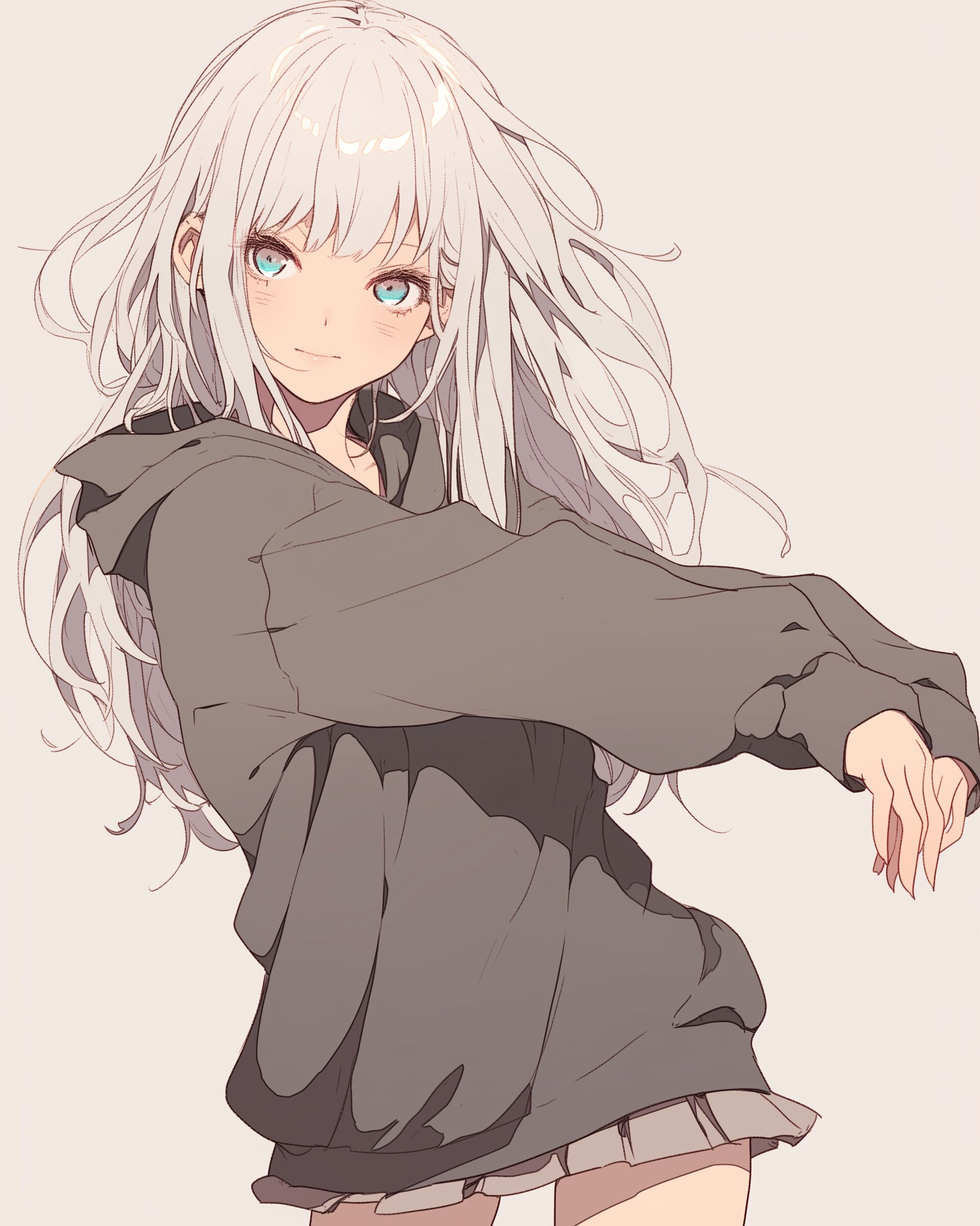 銀髪パーカー女子０