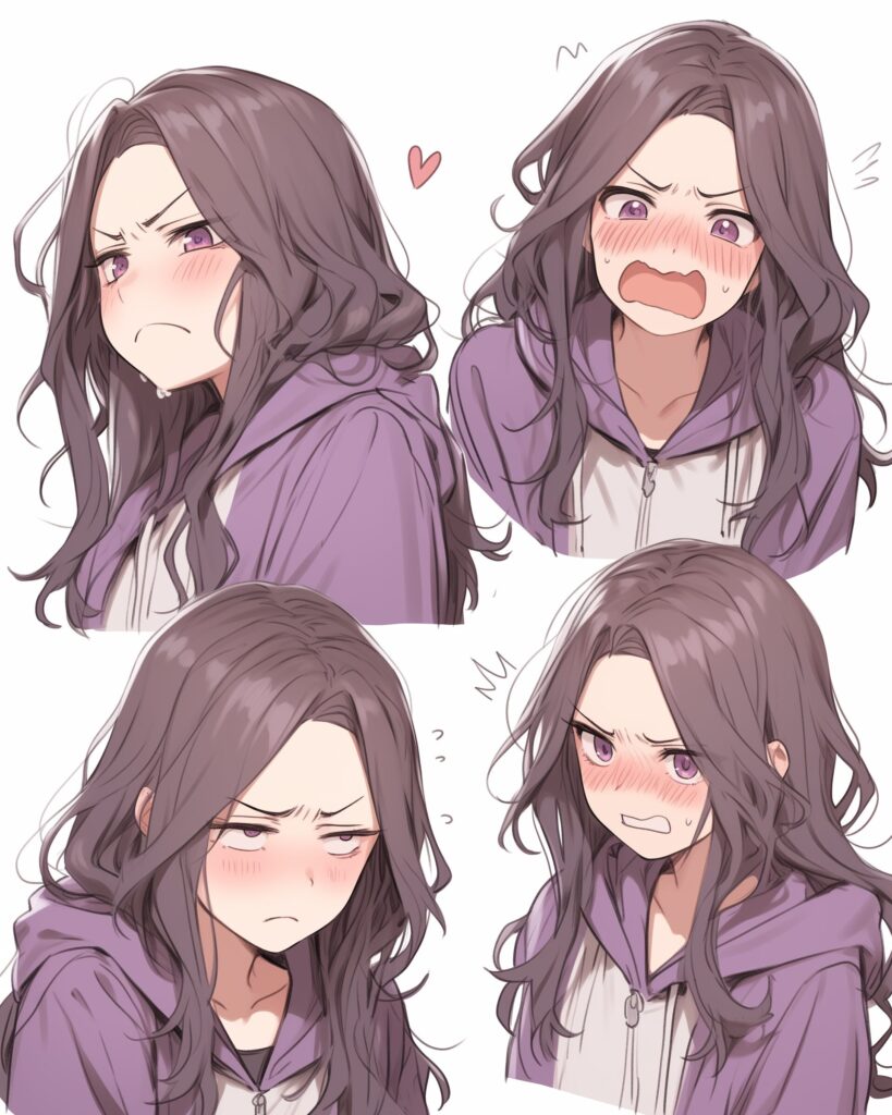 感情的紫パーカー女子０
