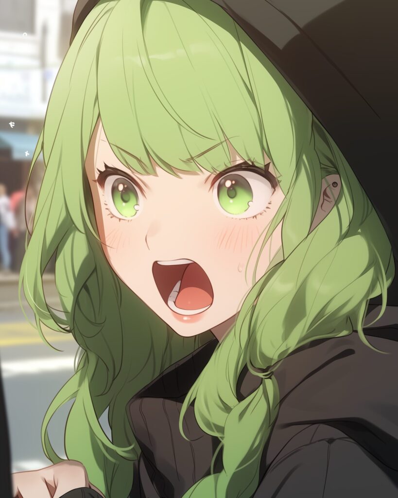 緑パーカー女子０