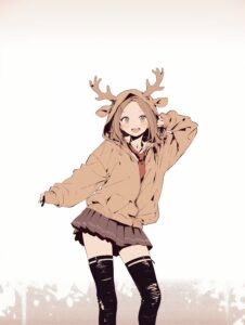 鹿パーカー女子０